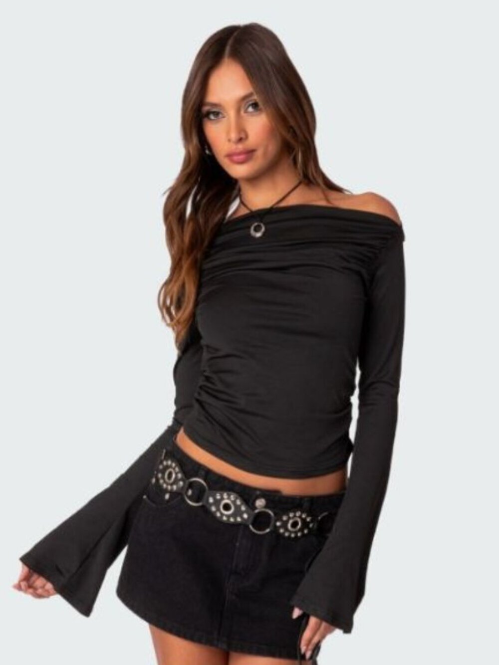 Edikted Black Dana Gathered Top